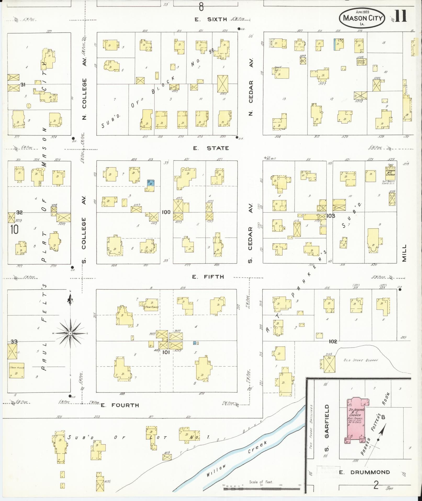 Sanborn Fire Insurance Map from Mason City, Cerro Gordo County, Iowa (1909), Sheet #0011 - Historic Sanborn Fire Insurance Map Print