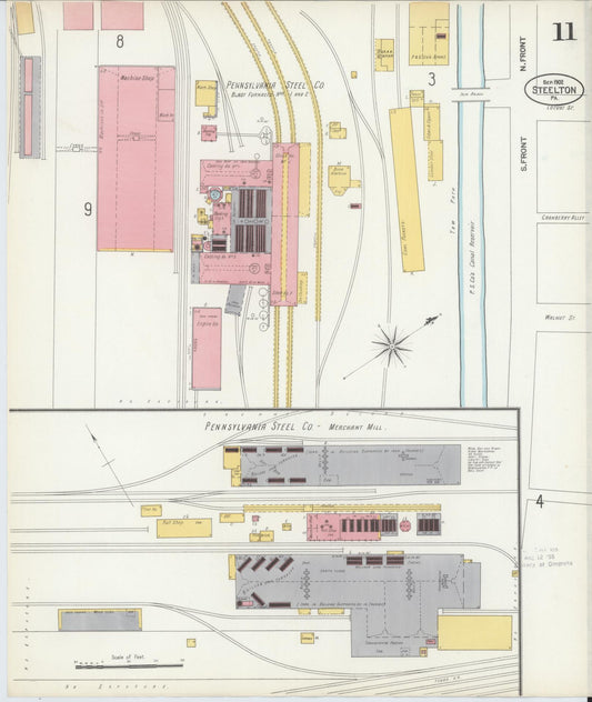 Sanborn Fire Insurance Map from Steelton, Dauphin County, Pennsylvania (1902), Sheet #0011 - Historic Sanborn Fire Insurance Map Print, vintage old map wall art, antique decor, genealogy gift, Pennsylvania Pennsylvania map
