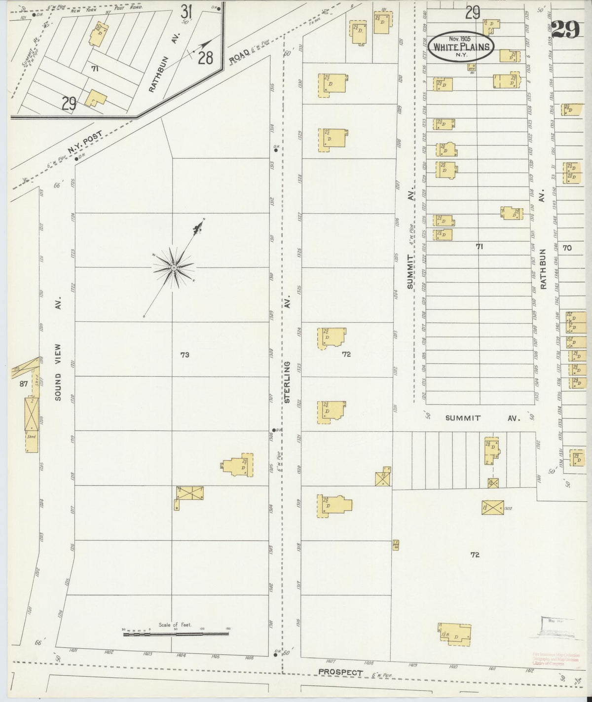 Sanborn Fire Insurance Map from White Plains, Westchester County, New York (1905), Sheet #0029 - Complete Map Set gallery image, historic Sanborn map, vintage wall art, New York New York