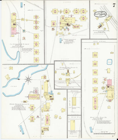 Sanborn Fire Insurance Map from Pittsburg, Crawford County, Kansas (1892), Sheet #0007 - Complete Map Set gallery image, historic Sanborn map, vintage wall art, Kansas Kansas