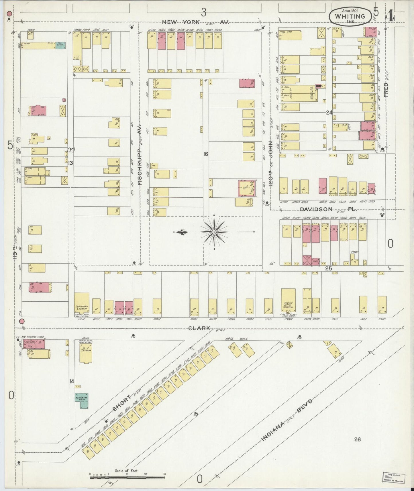 Sanborn Fire Insurance Map from Whiting, Lake County, Indiana (1901), Sheet #0004 - Complete Map Set gallery image, historic Sanborn map, vintage wall art, Indiana Indiana