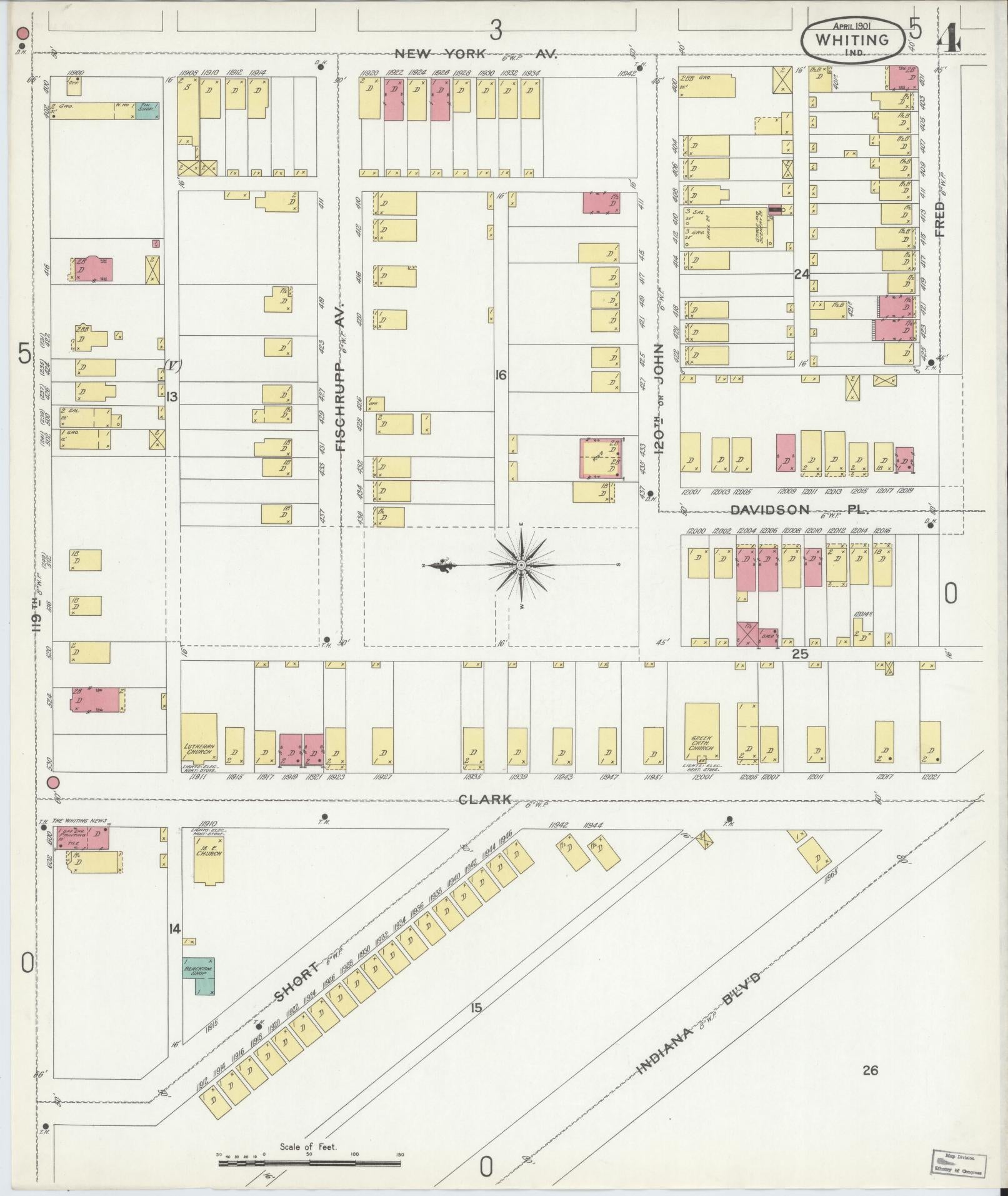 Sanborn Fire Insurance Map from Whiting, Lake County, Indiana (1901), Sheet #0004 - Complete Map Set gallery image, historic Sanborn map, vintage wall art, Indiana Indiana
