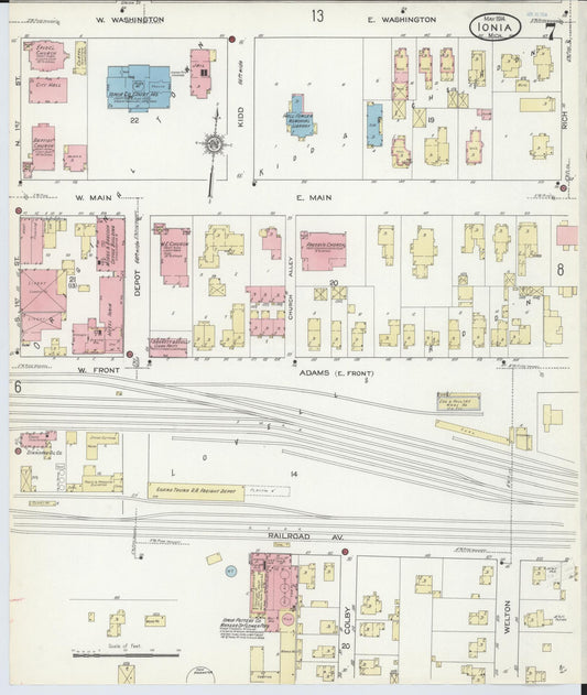 Sanborn Fire Insurance Map from Ionia, Ionia County, Michigan (1914), Sheet #0007 - Historic Sanborn Fire Insurance Map Print, vintage old map wall art, antique decor, genealogy gift, Michigan Michigan map