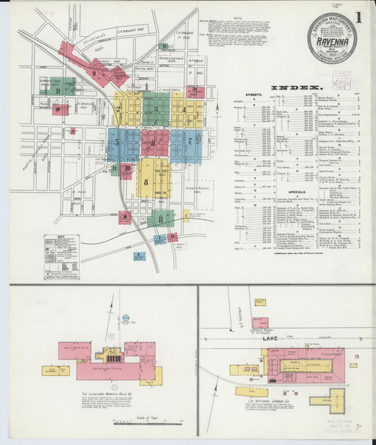 Sanborn Fire Insurance Map from Ravenna, Portage County, Ohio (1904), Sheet #0001 - Historic Sanborn Fire Insurance Map Print, vintage old map wall art, antique decor, genealogy gift, Ohio Ohio map