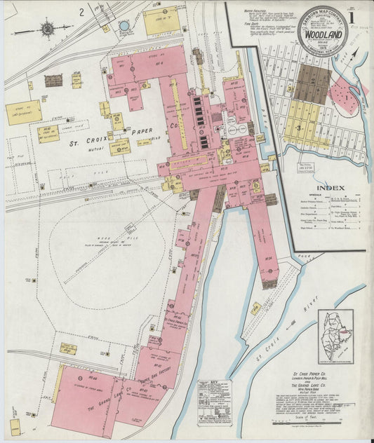 Sanborn Fire Insurance Map from Woodland, Washington County, Maine (1919), Sheet #0001 - Historic Sanborn Fire Insurance Map Print, vintage old map wall art, antique decor, genealogy gift, Maine Maine map