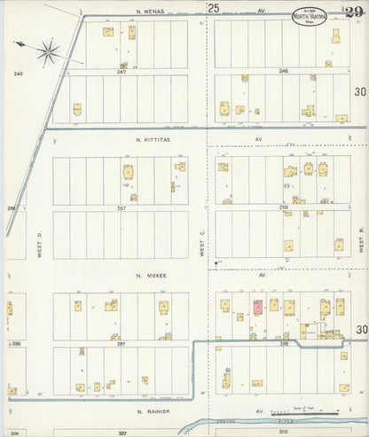 Sanborn Fire Insurance Map from North Yakima, Yakima County, Washington (1905), Sheet #0029 - Complete Map Set gallery image, historic Sanborn map, vintage wall art, Washington Washington