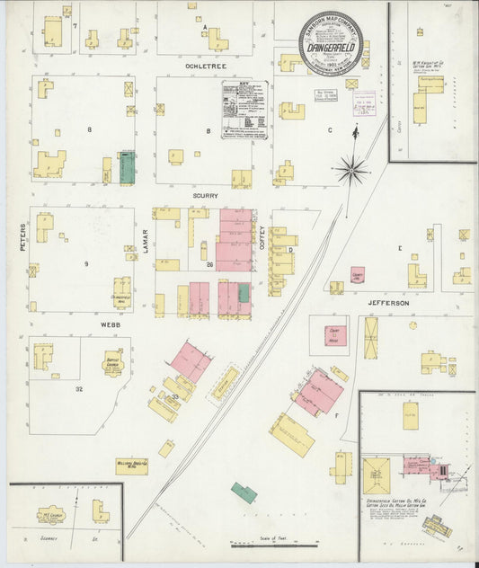 Sanborn Fire Insurance Map from Daingerfield, Morris County, Texas (1903), Sheet #0001 - Historic Sanborn Fire Insurance Map Print, vintage old map wall art, antique decor, genealogy gift, Texas Texas map
