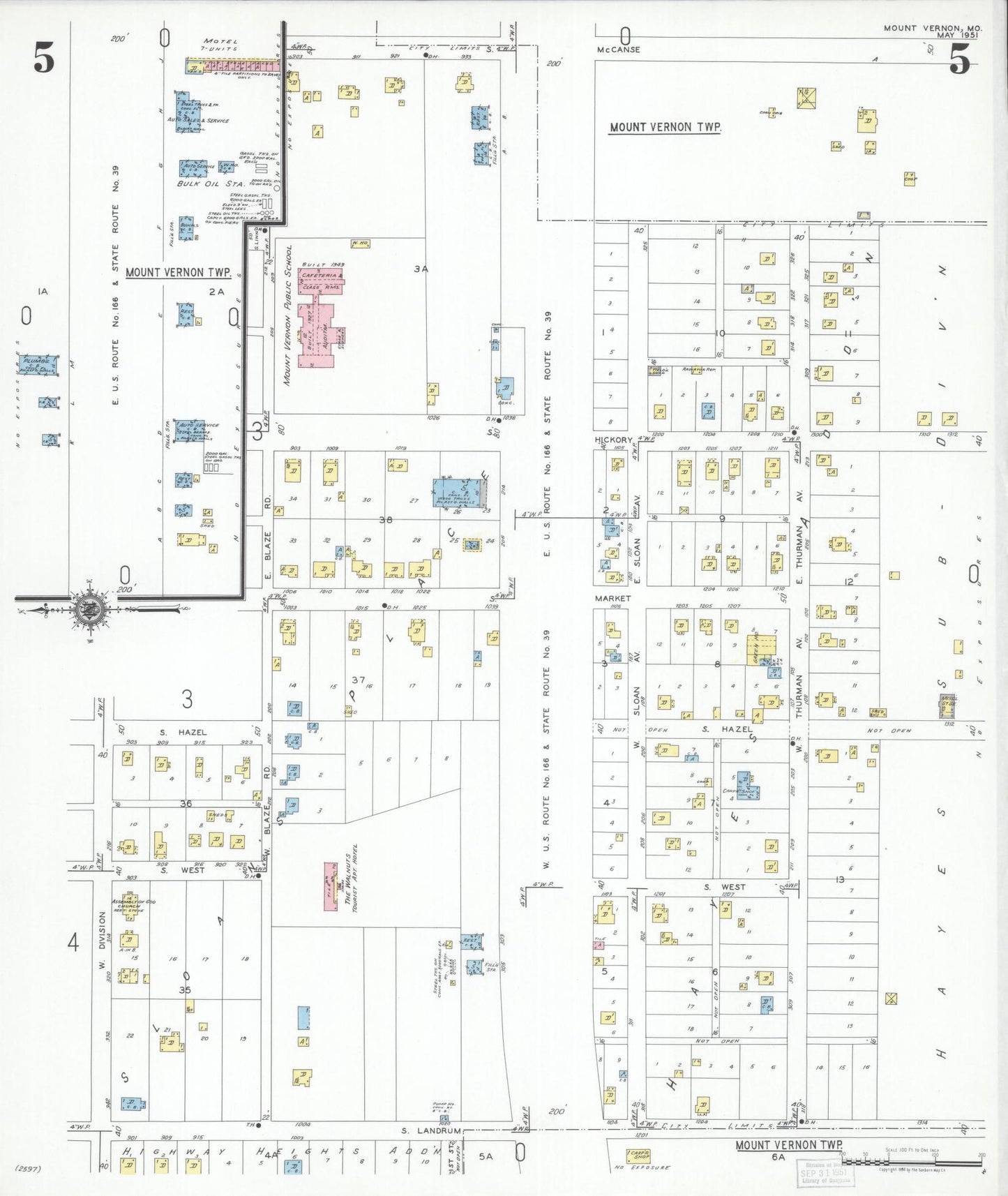 Sanborn Fire Insurance Map from Mount Vernon, Lawrence County, Missouri (1951), Sheet #0005 - Complete Map Set gallery image, historic Sanborn map, vintage wall art, Missouri Missouri