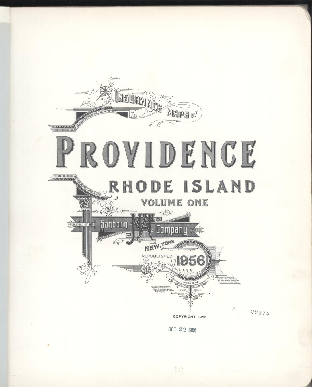 Sanborn Fire Insurance Map from Providence, Providence County, Rhode Island (1956), Sheet #0001 - Historic Sanborn Fire Insurance Map Print, vintage old map wall art, antique decor, genealogy gift, Rhode Island Rhode Island map