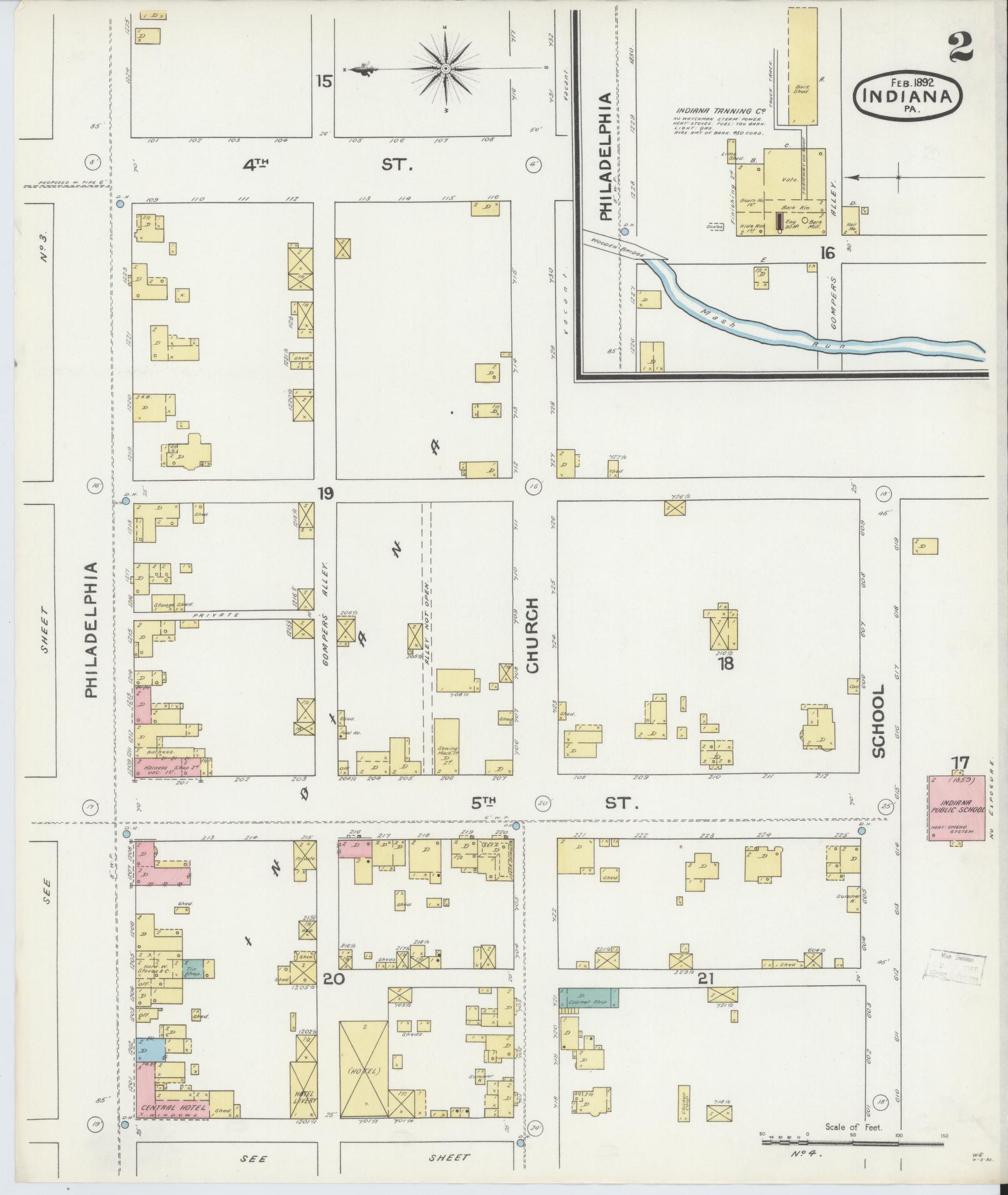 Sanborn Fire Insurance Map from Indiana, Indiana County, Pennsylvania (1892), Sheet #0002 - Complete Map Set gallery image, historic Sanborn map, vintage wall art, Sanborn Fire Insurance Map from Indiana Indiana