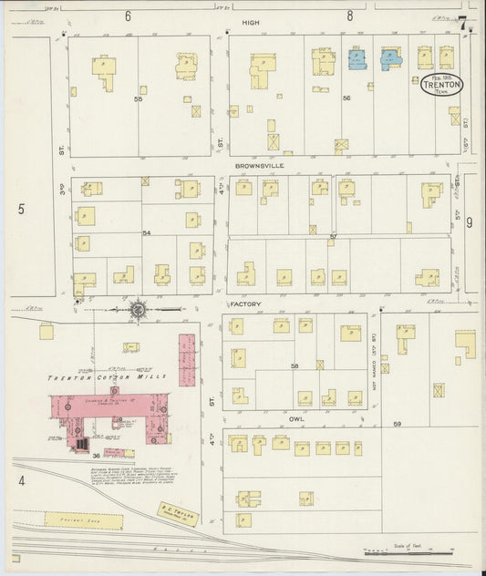 Sanborn Fire Insurance Map from Trenton, Gibson County, Tennessee (1915), Sheet #0007 - Historic Sanborn Fire Insurance Map Print, vintage old map wall art, antique decor, genealogy gift, Tennessee Tennessee map