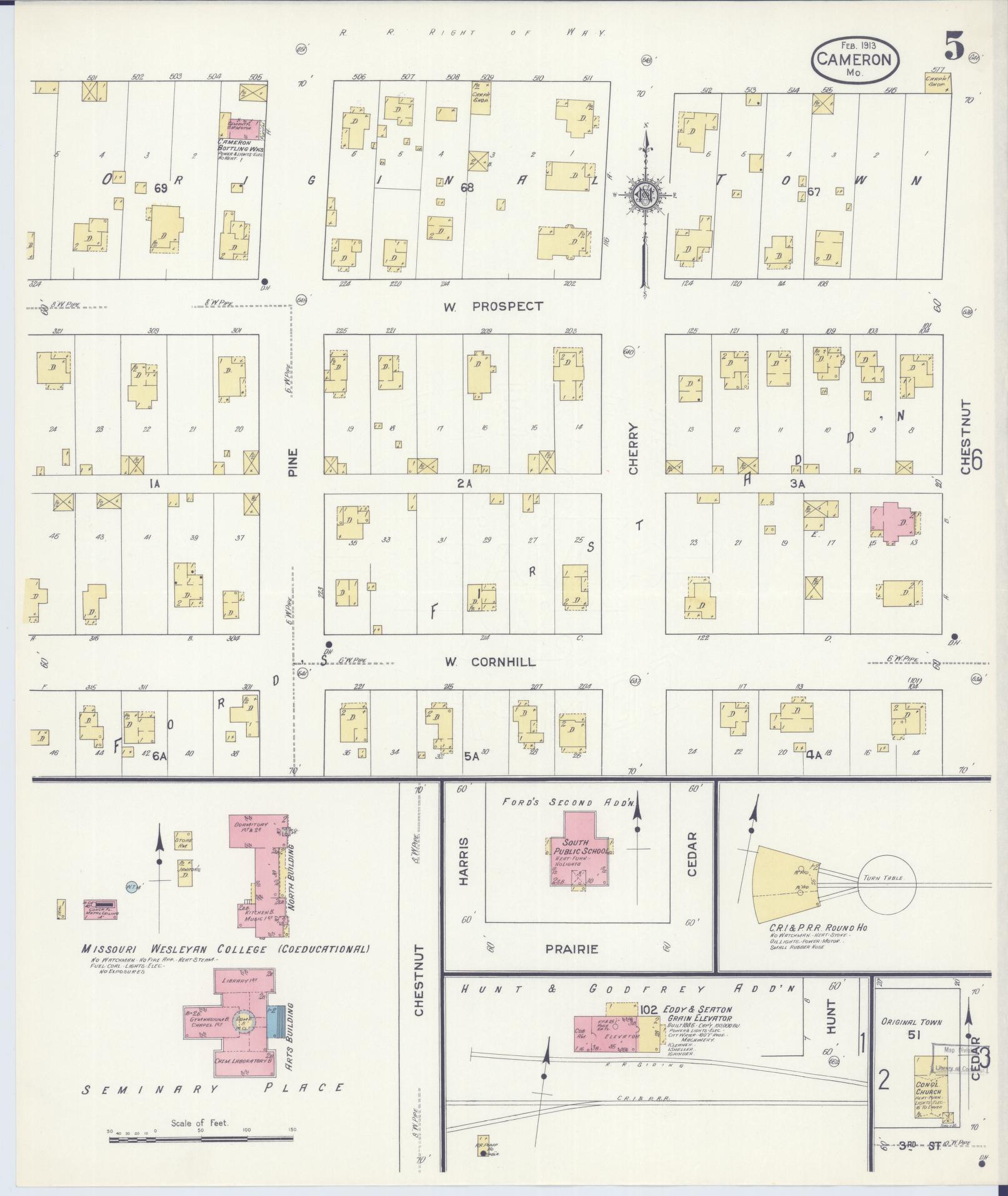 Sanborn Fire Insurance Map from Cameron, Clinton County, Missouri (1913), Sheet #0005 - Complete Map Set gallery image, historic Sanborn map, vintage wall art, Missouri Missouri