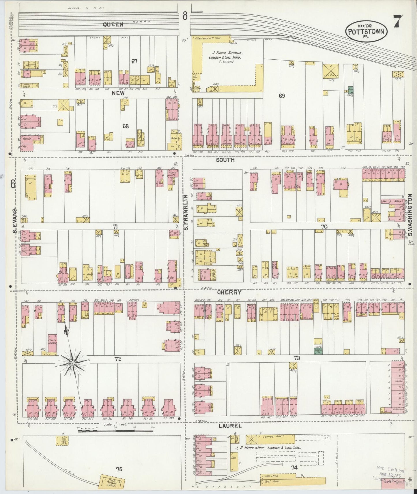 Sanborn Fire Insurance Map from Pottstown, Montgomery County, Pennsylvania (1902), Sheet #0007 - Complete Map Set gallery image, historic Sanborn map, vintage wall art, Pennsylvania Pennsylvania
