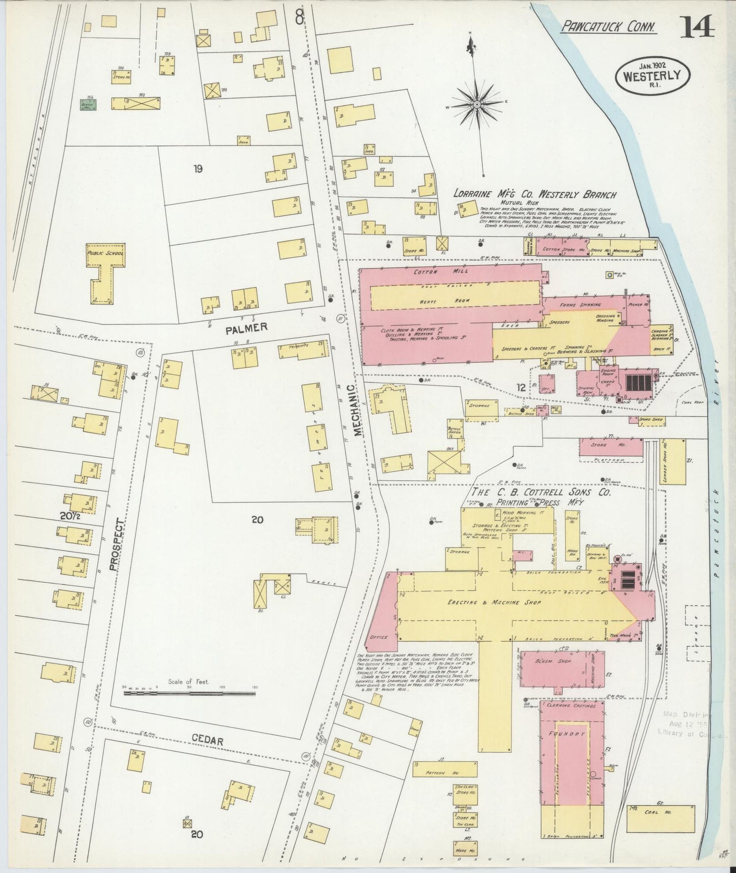 Sanborn Fire Insurance Map from Westerly, Washington County, Rhode Island (1902), Sheet #0014 - Complete Map Set gallery image, historic Sanborn map, vintage wall art, Rhode Island Rhode Island