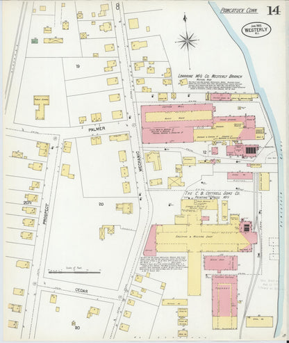 Sanborn Fire Insurance Map from Westerly, Washington County, Rhode Island (1902), Sheet #0014 - Complete Map Set gallery image, historic Sanborn map, vintage wall art, Rhode Island Rhode Island