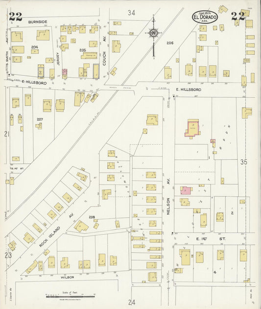 Sanborn Fire Insurance Map from El Dorado, Union County, Arkansas (1924), Sheet #0022 - Historic Sanborn Fire Insurance Map Print, vintage old map wall art, antique decor, genealogy gift, Arkansas Arkansas map