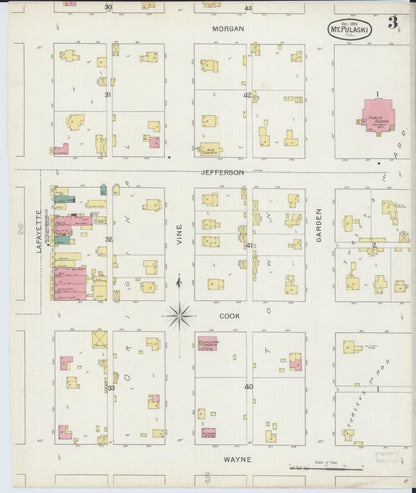 Sanborn Fire Insurance Map from Mount Pulaski, Logan County, Illinois (1893), Sheet #0003 - Historic Sanborn Fire Insurance Map Print, vintage old map wall art, antique decor, genealogy gift, Illinois Illinois map