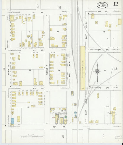 Sanborn Fire Insurance Map from Miami, Dade County, Florida (1910), Sheet #0012 - Complete Map Set gallery image, historic Sanborn map, vintage wall art, Florida Florida