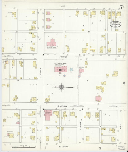 Sanborn Fire Insurance Map from Ligonier, Noble County, Indiana (1914), Sheet #0007 - Complete Map Set gallery image, historic Sanborn map, vintage wall art, Indiana Indiana