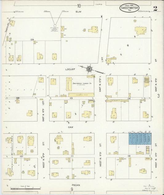 Sanborn Fire Insurance Map from Sweetwater, Nolan County, Texas (1914), Sheet #0002 - Historic Sanborn Fire Insurance Map Print, vintage old map wall art, antique decor, genealogy gift, Texas Texas map