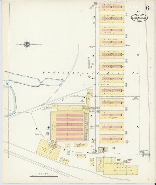 Sanborn Fire Insurance Map from Collinsville, Tulsa County, Oklahoma (1913), Sheet #0006 - Historic Sanborn Fire Insurance Map Print, vintage old map wall art, antique decor, genealogy gift, Oklahoma Oklahoma map