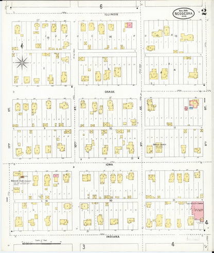 Sanborn Fire Insurance Map from Neodesha, Wilson County, Kansas (1905), Sheet #0002 - Complete Map Set gallery image, historic Sanborn map, vintage wall art, Kansas Kansas