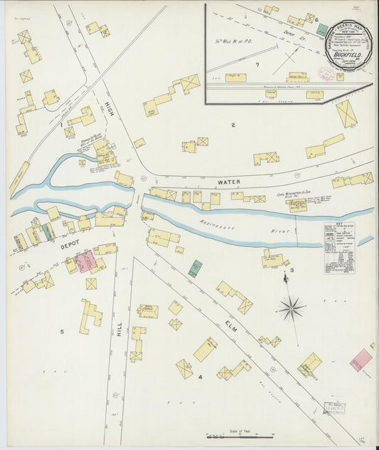 Sanborn Fire Insurance Map from Buckfield, Oxford County, Maine (1894), Sheet #0001 - Historic Sanborn Fire Insurance Map Print, vintage old map wall art, antique decor, genealogy gift, Maine Maine map