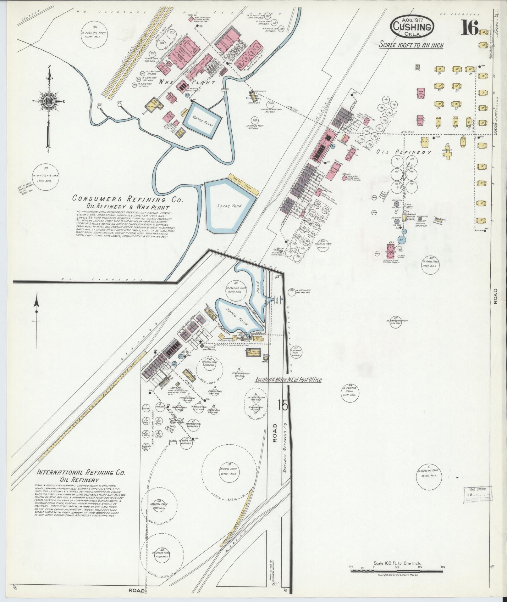 Sanborn Fire Insurance Map from Cushing, Payne County, Oklahoma (1917), Sheet #0016 - Historic Sanborn Fire Insurance Map Print, vintage old map wall art, antique decor, genealogy gift, Oklahoma Oklahoma map