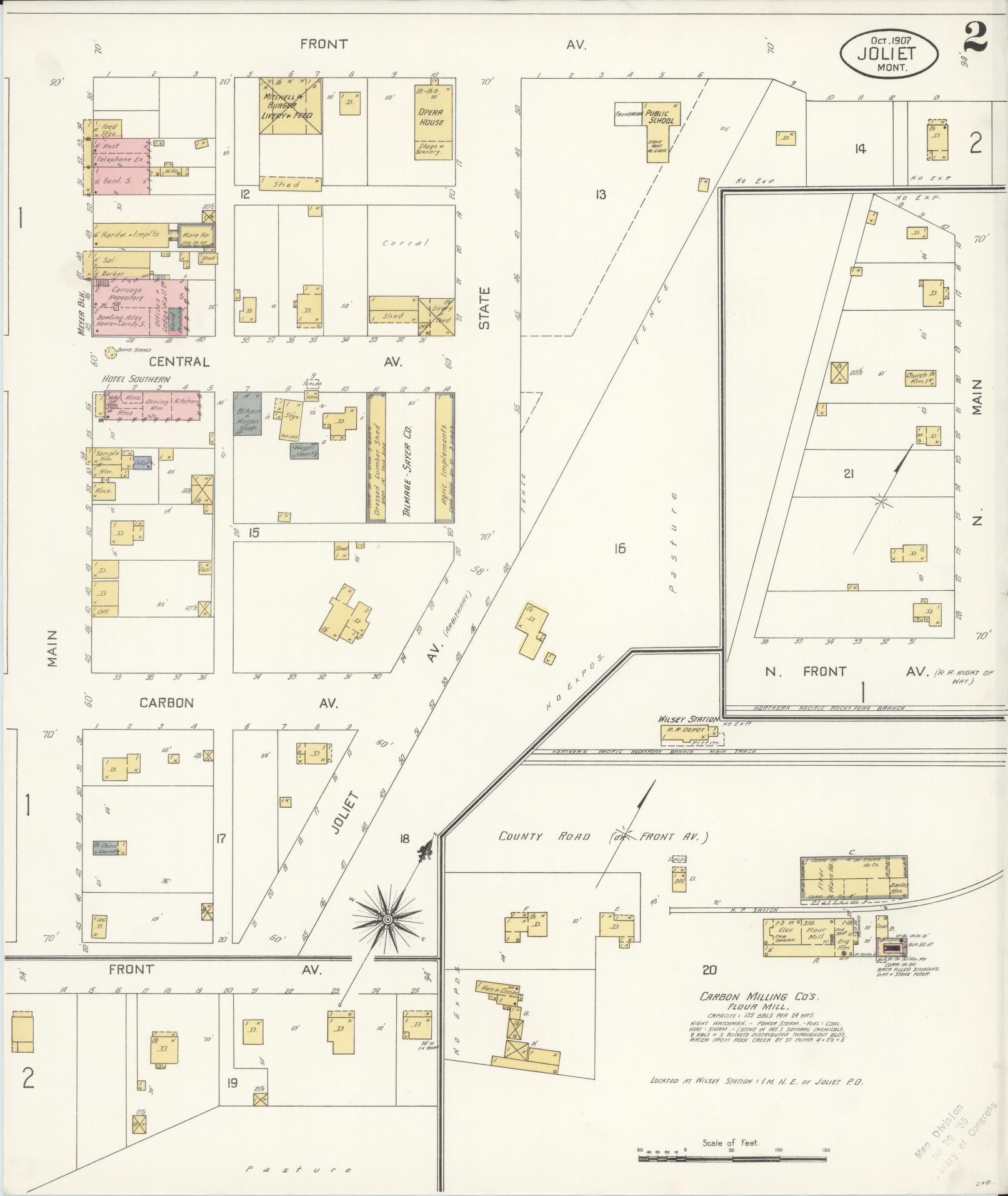 Sanborn Fire Insurance Map from Joliet, Carbon County, Montana (1907), Sheet #0002 - Historic Sanborn Fire Insurance Map Print, vintage old map wall art, antique decor, genealogy gift, Montana Montana map