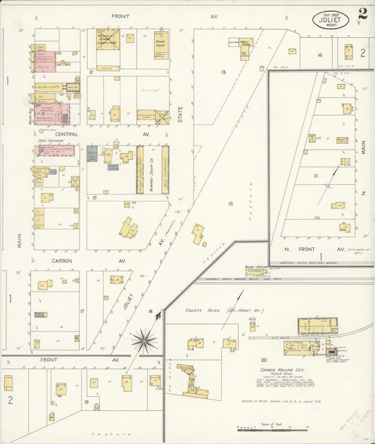 Sanborn Fire Insurance Map from Joliet, Carbon County, Montana (1907), Sheet #0002 - Historic Sanborn Fire Insurance Map Print, vintage old map wall art, antique decor, genealogy gift, Montana Montana map