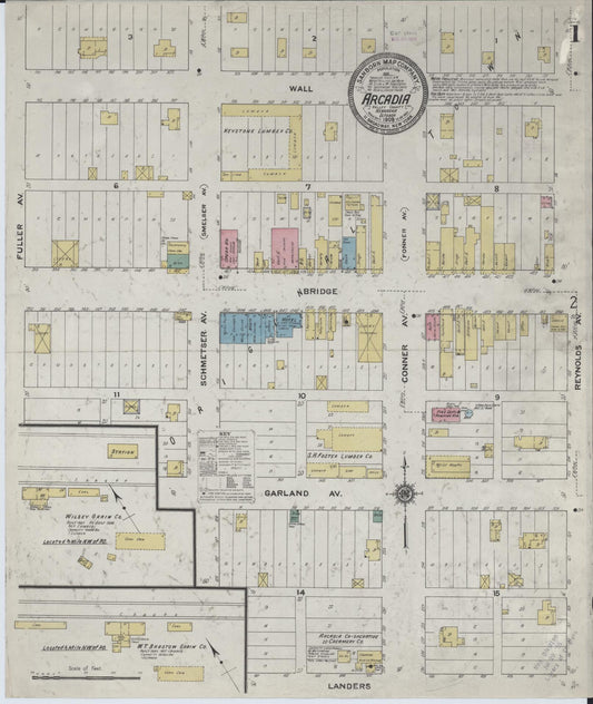 Sanborn Fire Insurance Map from Arcadia, Valley County, Nebraska (1909), Sheet #0001 - Historic Sanborn Fire Insurance Map Print, vintage old map wall art, antique decor, genealogy gift, Nebraska Nebraska map