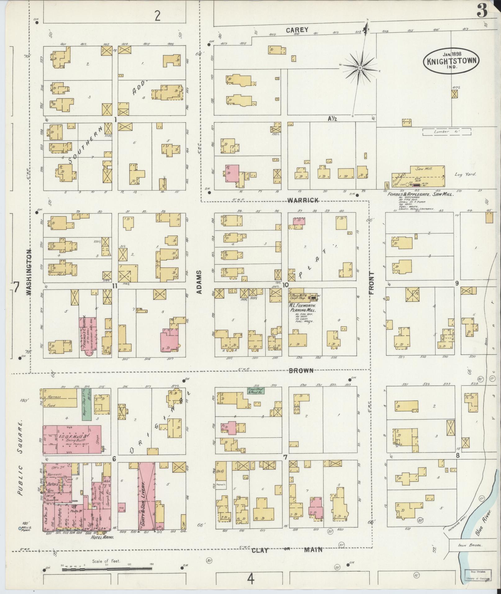 Sanborn Fire Insurance Map from Knightstown, Henry County, Indiana (1898), Sheet #0003 - Complete Map Set gallery image, historic Sanborn map, vintage wall art, Indiana Indiana