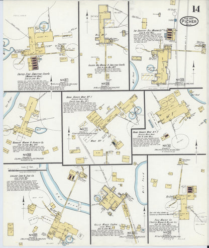 Sanborn Fire Insurance Map from Picher, Ottawa County, Oklahoma (1920), Sheet #0014 - Complete Map Set gallery image, historic Sanborn map, vintage wall art, Oklahoma Oklahoma