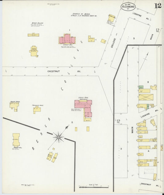 Sanborn Fire Insurance Map from Richmond, Madison County, Kentucky (1901), Sheet #0012 - Historic Sanborn Fire Insurance Map Print, vintage old map wall art, antique decor, genealogy gift, Kentucky Kentucky map