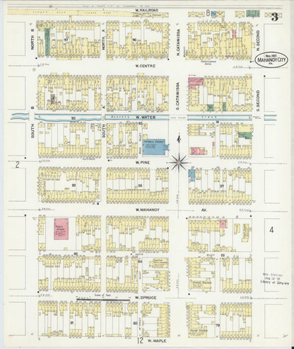Sanborn Fire Insurance Map from Mahanoy City, Schuylkill County, Pennsylvania (1907), Sheet #0003 - Historic Sanborn Fire Insurance Map Print, vintage old map wall art, antique decor, genealogy gift, Pennsylvania Pennsylvania map