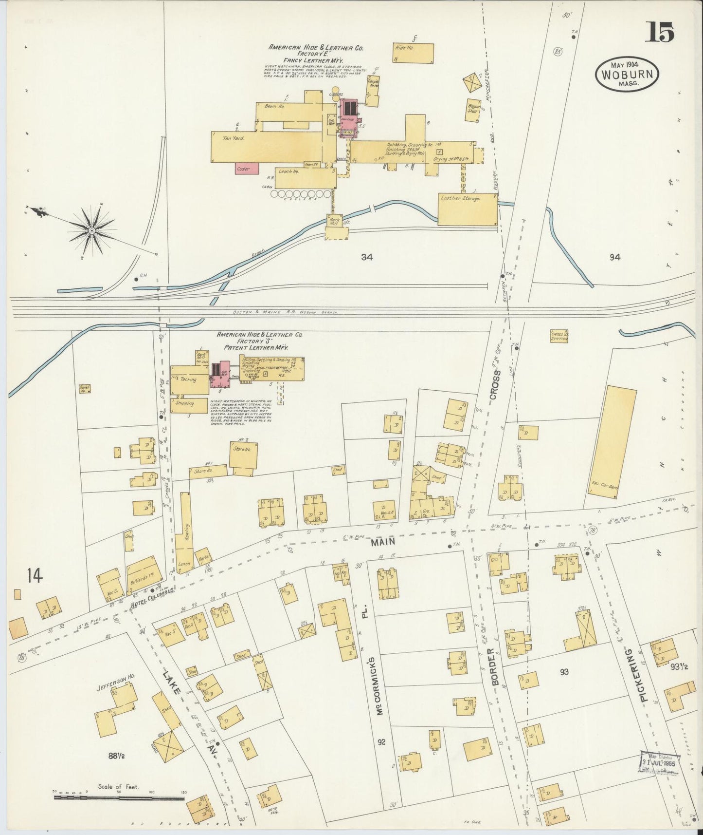 Sanborn Fire Insurance Map from Woburn, Middlesex County, Massachusetts (1904), Sheet #0015 - Complete Map Set gallery image, historic Sanborn map, vintage wall art, Massachusetts Massachusetts