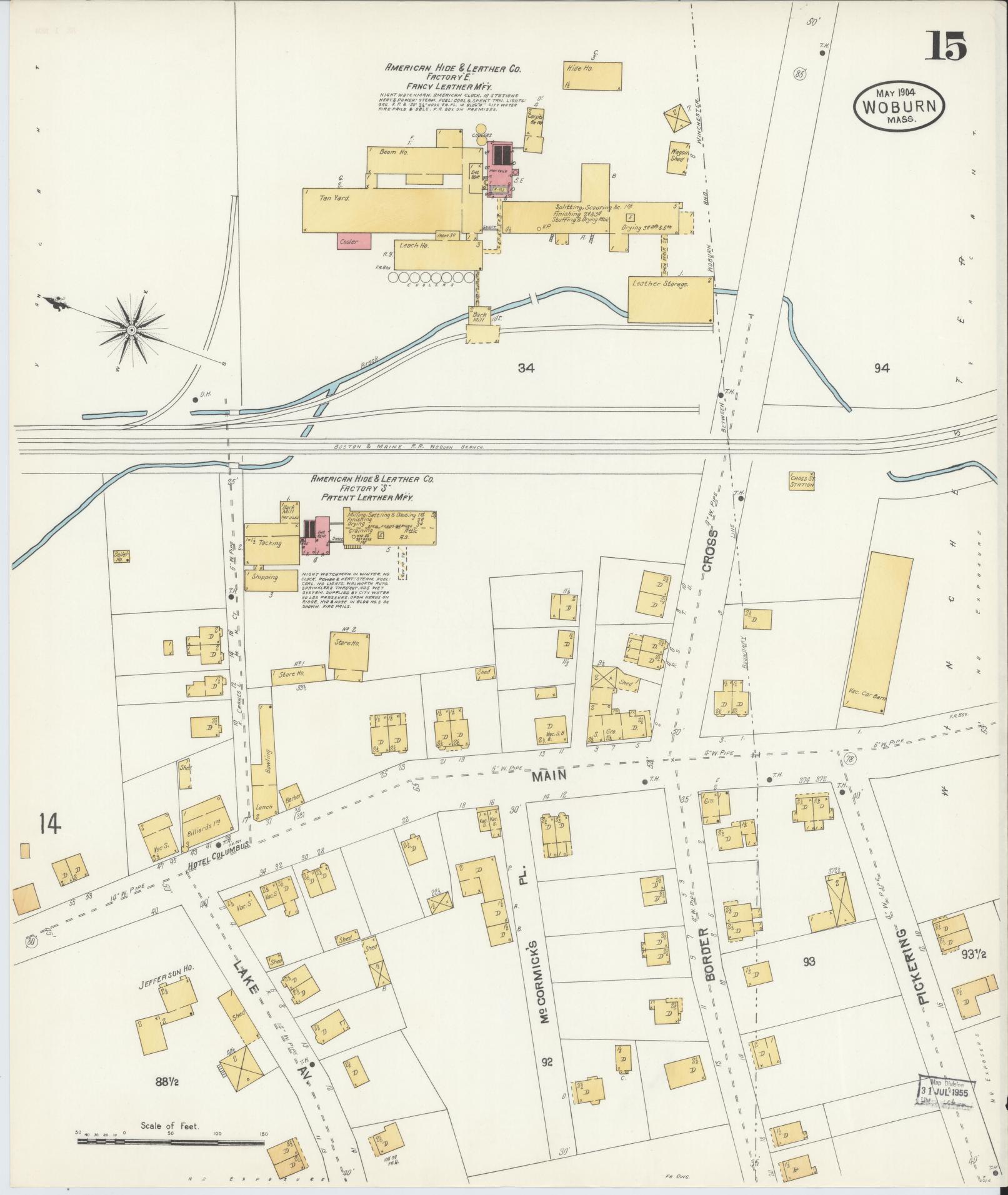 Sanborn Fire Insurance Map from Woburn, Middlesex County, Massachusetts (1904), Sheet #0015 - Complete Map Set gallery image, historic Sanborn map, vintage wall art, Massachusetts Massachusetts