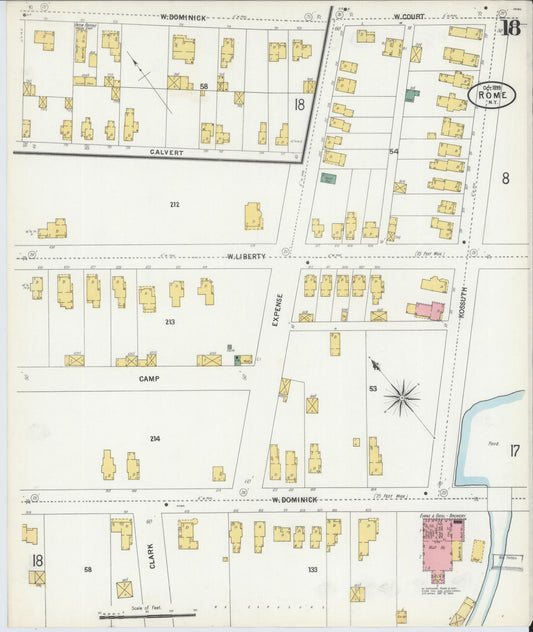 Sanborn Fire Insurance Map from Rome, Oneida County, New York (1899), Sheet #0018 - Historic Sanborn Fire Insurance Map Print, vintage old map wall art, antique decor, genealogy gift, New York New York map