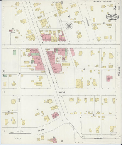 Sanborn Fire Insurance Map from Rossville, Vermilion County, Illinois (1898), Sheet #0002 - Historic Sanborn Fire Insurance Map Print, vintage old map wall art, antique decor, genealogy gift, Illinois Illinois map