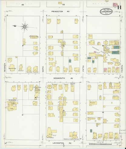 Sanborn Fire Insurance Map from Lakewood, Ocean County, New Jersey (1909), Sheet #0011 - Historic Sanborn Fire Insurance Map Print, vintage old map wall art, antique decor, genealogy gift, New Jersey New Jersey map