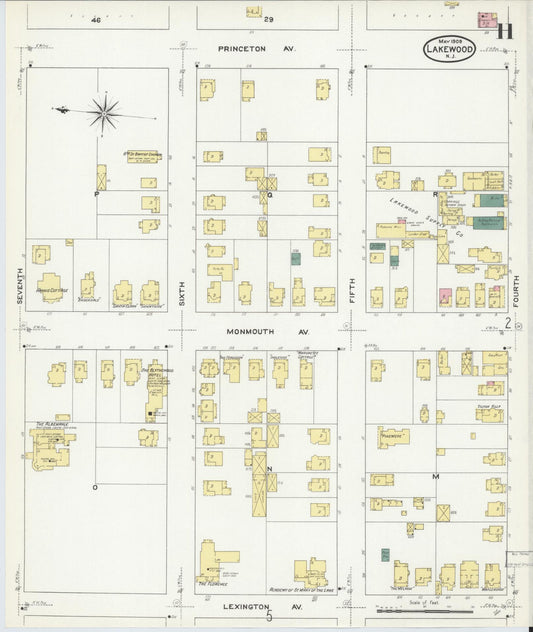 Sanborn Fire Insurance Map from Lakewood, Ocean County, New Jersey (1909), Sheet #0011 - Historic Sanborn Fire Insurance Map Print, vintage old map wall art, antique decor, genealogy gift, New Jersey New Jersey map