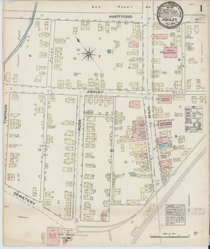 Sanborn Fire Insurance Map from Ashley, Luzerne County, Pennsylvania (1884), Sheet #0001 - Complete Map Set gallery image, historic Sanborn map, vintage wall art, Pennsylvania Pennsylvania