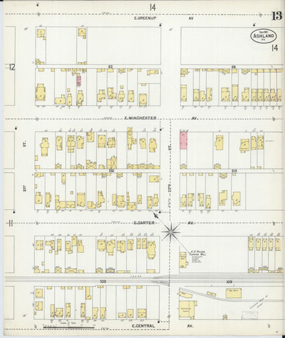 Sanborn Fire Insurance Map from Ashland, Boyd County, Kentucky (1901), Sheet #0013 - Complete Map Set gallery image, historic Sanborn map, vintage wall art, Kentucky Kentucky