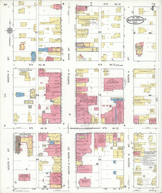 Sanborn Fire Insurance Map from Alexandria, Douglas County, Minnesota (1922), Sheet #0004 - Historic Sanborn Fire Insurance Map Print, vintage old map wall art, antique decor, genealogy gift, Minnesota Minnesota map