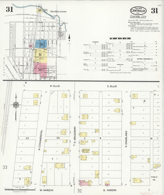 Sanborn Fire Insurance Map from Centralia, Marion, Clinton, Jefferson, and Washington Counties, Illinois (1924), Sheet #0031 - Historic Sanborn Fire Insurance Map Print, vintage old map wall art, antique decor, genealogy gift, Illinois Illinois map