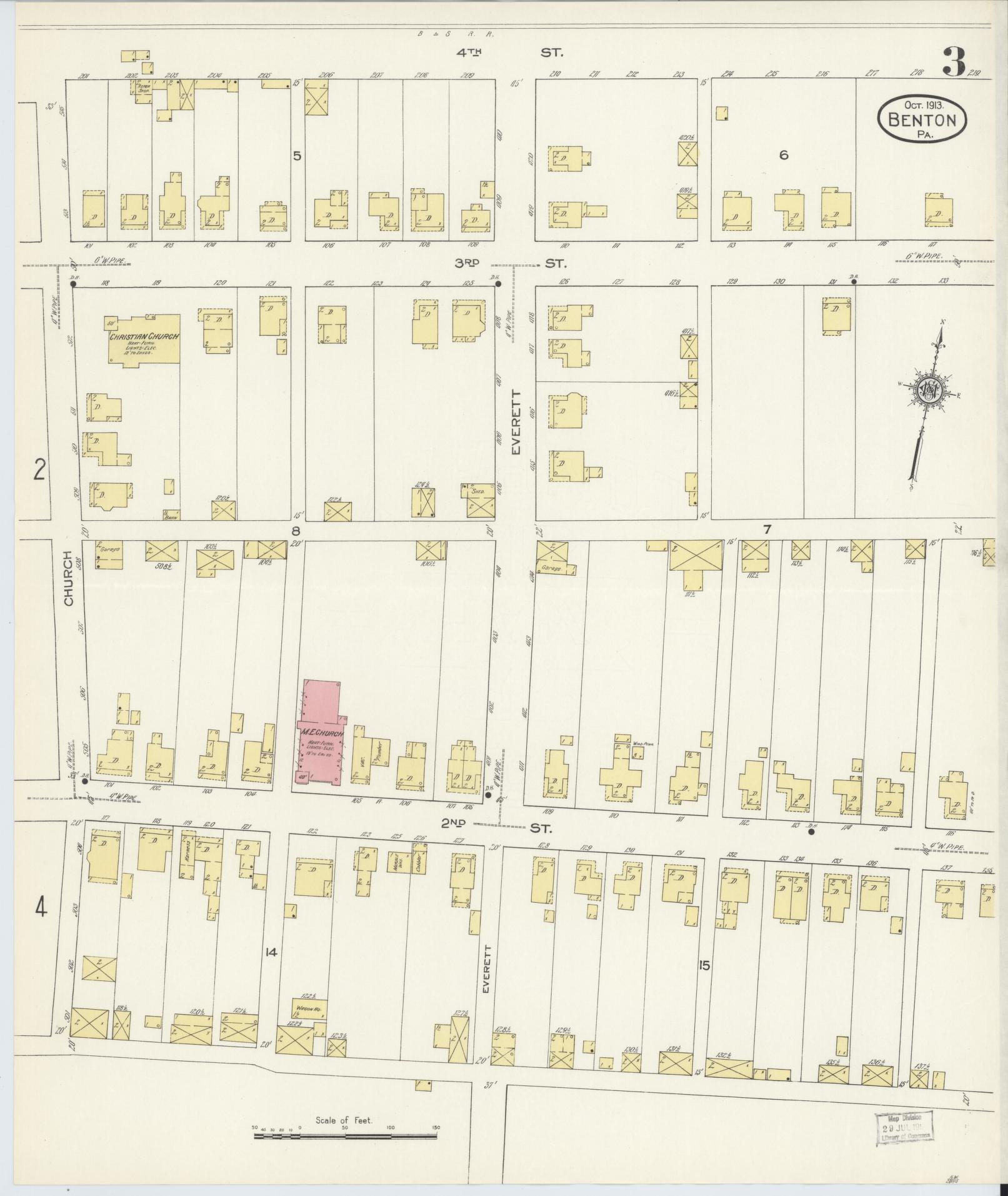 Sanborn Fire Insurance Map from Benton, Columbia County, Pennsylvania (1913), Sheet #0003 - Historic Sanborn Fire Insurance Map Print, vintage old map wall art, antique decor, genealogy gift, Pennsylvania Pennsylvania map
