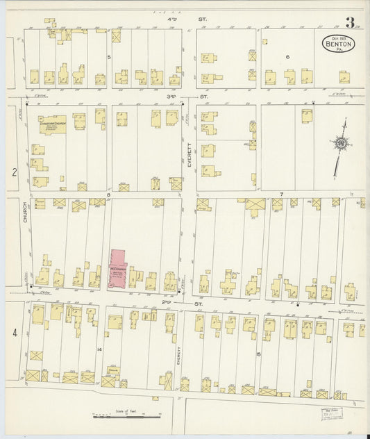 Sanborn Fire Insurance Map from Benton, Columbia County, Pennsylvania (1913), Sheet #0003 - Historic Sanborn Fire Insurance Map Print, vintage old map wall art, antique decor, genealogy gift, Pennsylvania Pennsylvania map