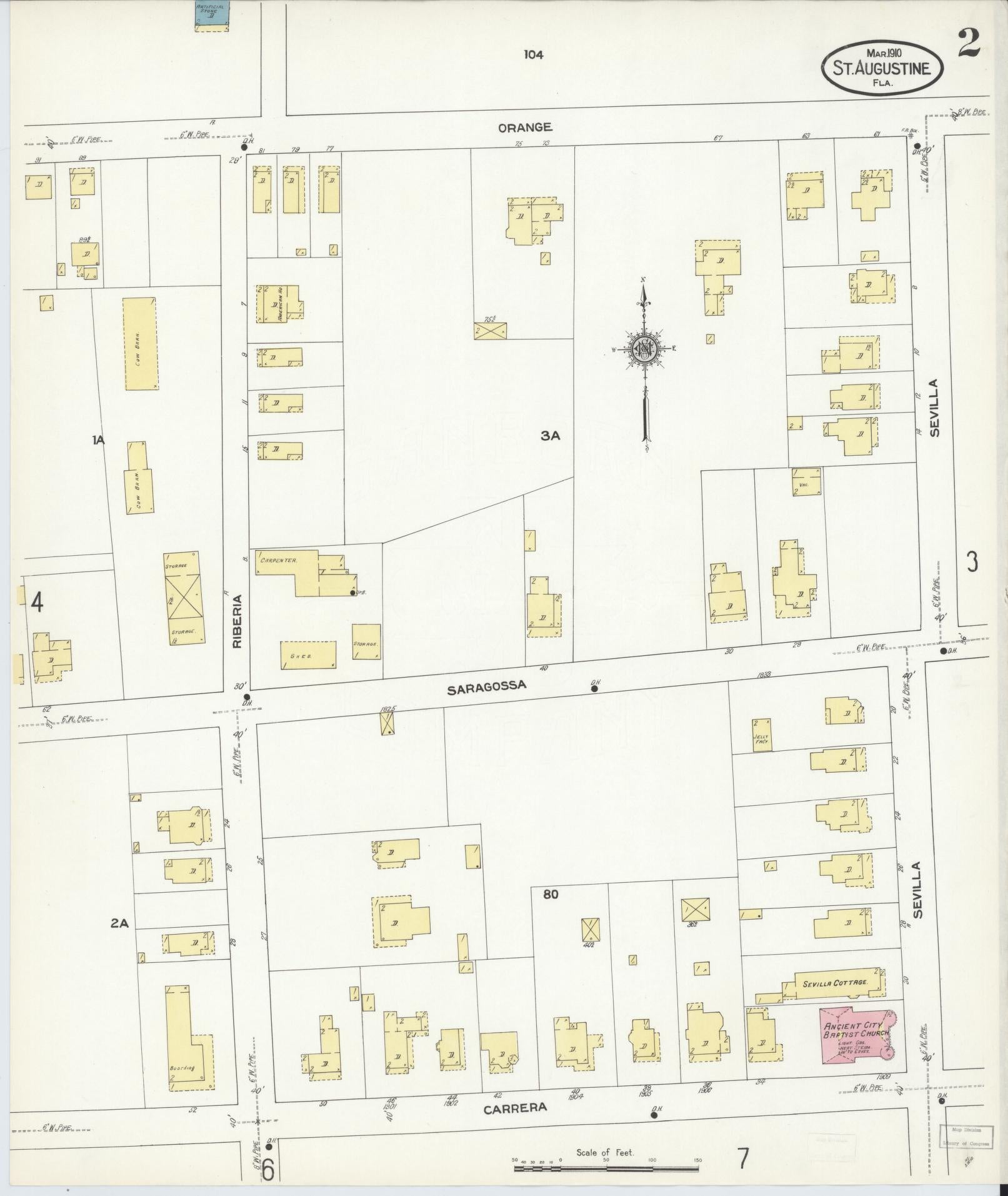 Sanborn Fire Insurance Map from Saint Augustine, Saint John's County, Florida (1910), Sheet #0002 - Complete Map Set gallery image, historic Sanborn map, vintage wall art, Florida Florida