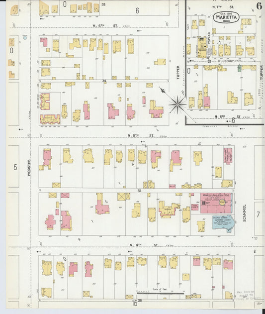 Sanborn Fire Insurance Map from Marietta, Washington County, Ohio (1900), Sheet #0006 - Historic Sanborn Fire Insurance Map Print, vintage old map wall art, antique decor, genealogy gift, Ohio Ohio map