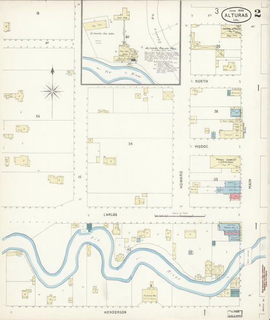 Sanborn Fire Insurance Map from Alturas, Modoc County, California (1898), Sheet #0002 - Historic Sanborn Fire Insurance Map Print, vintage old map wall art, antique decor, genealogy gift, California California map